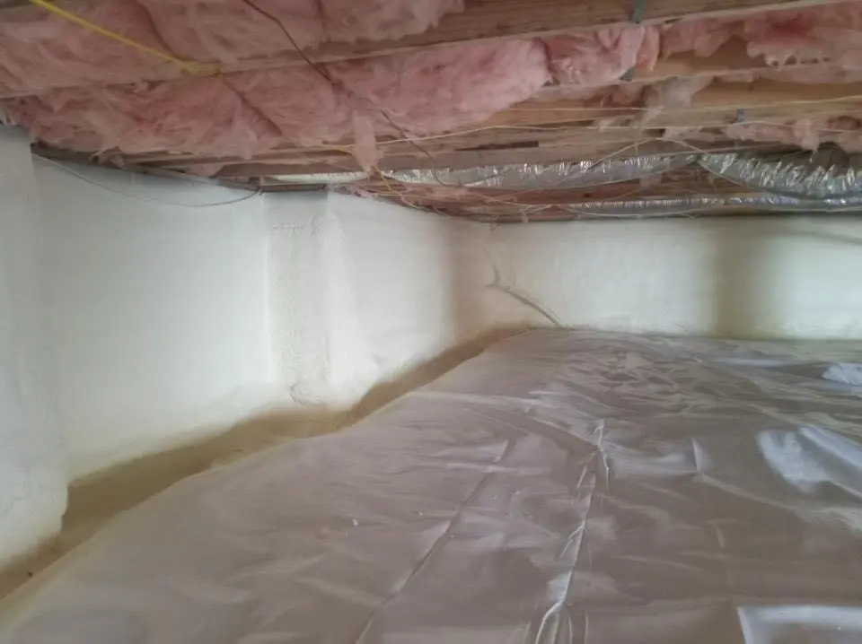 Crawl space encapsulation with closed-cell spray foam for Commercial Roof Restoration in Lake Dallas